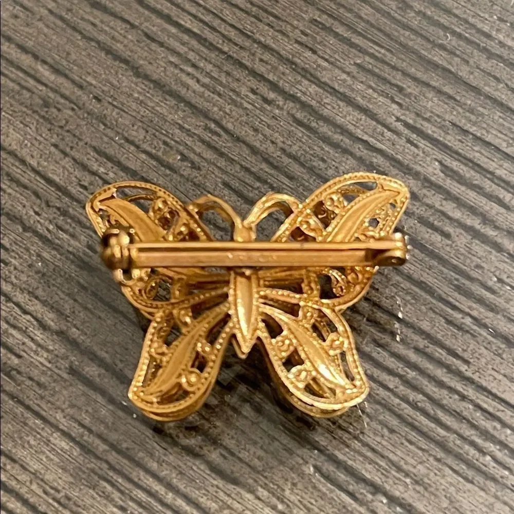 Vintage Gold-tone NAPIER Filigree Butterfly Pin - Brooch